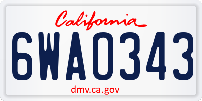 CA license plate 6WAO343
