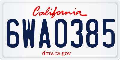 CA license plate 6WAO385