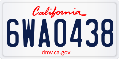 CA license plate 6WAO438