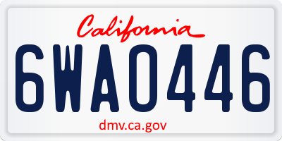 CA license plate 6WAO446