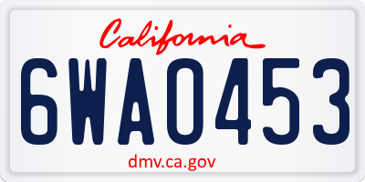CA license plate 6WAO453