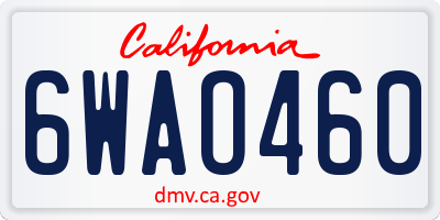 CA license plate 6WAO460