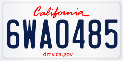 CA license plate 6WAO485