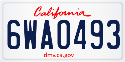 CA license plate 6WAO493