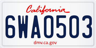 CA license plate 6WAO503