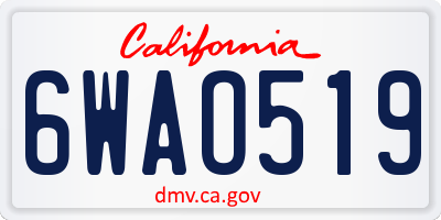CA license plate 6WAO519