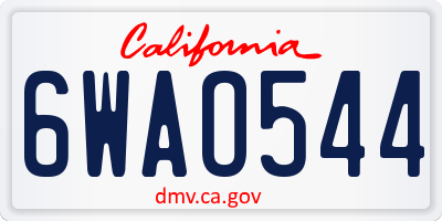 CA license plate 6WAO544