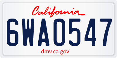 CA license plate 6WAO547