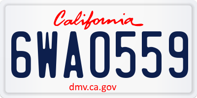 CA license plate 6WAO559
