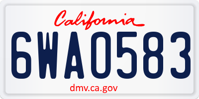 CA license plate 6WAO583