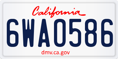 CA license plate 6WAO586