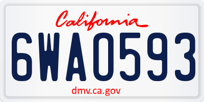 CA license plate 6WAO593