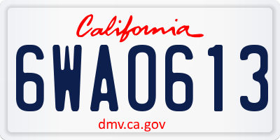 CA license plate 6WAO613
