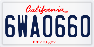 CA license plate 6WAO660