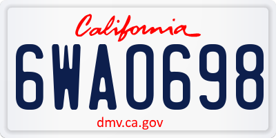 CA license plate 6WAO698
