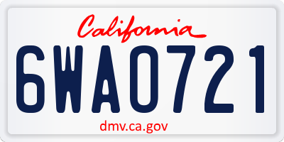 CA license plate 6WAO721