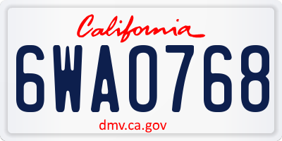 CA license plate 6WAO768