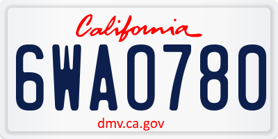 CA license plate 6WAO780