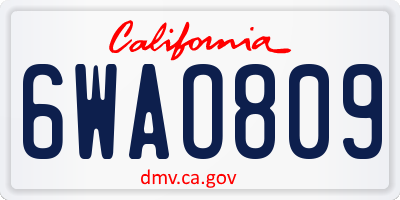 CA license plate 6WAO809