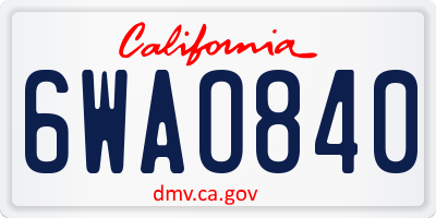 CA license plate 6WAO840