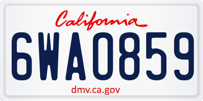 CA license plate 6WAO859