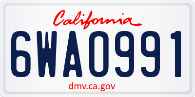 CA license plate 6WAO991