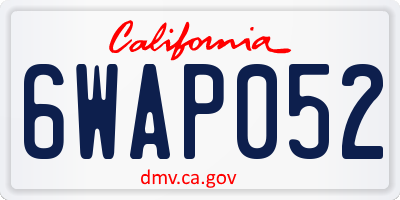 CA license plate 6WAP052