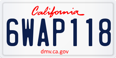 CA license plate 6WAP118