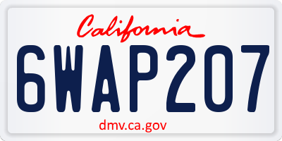 CA license plate 6WAP207