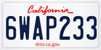 CA license plate 6WAP233