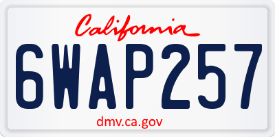 CA license plate 6WAP257
