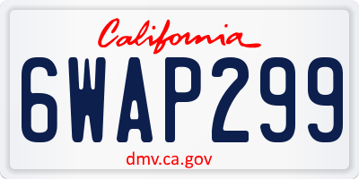 CA license plate 6WAP299