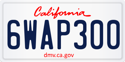 CA license plate 6WAP300