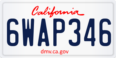 CA license plate 6WAP346