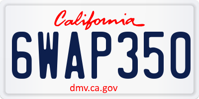 CA license plate 6WAP350
