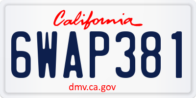CA license plate 6WAP381