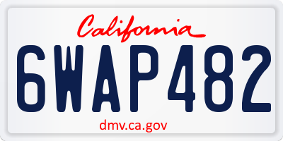CA license plate 6WAP482
