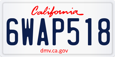 CA license plate 6WAP518