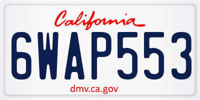 CA license plate 6WAP553