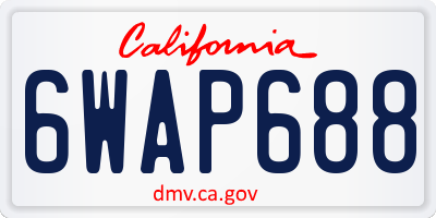 CA license plate 6WAP688