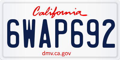 CA license plate 6WAP692