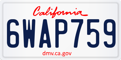 CA license plate 6WAP759