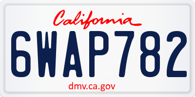 CA license plate 6WAP782