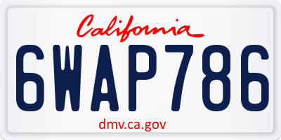 CA license plate 6WAP786