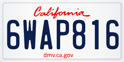 CA license plate 6WAP816