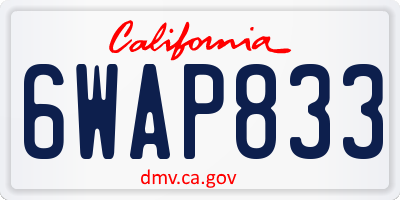 CA license plate 6WAP833