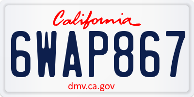 CA license plate 6WAP867