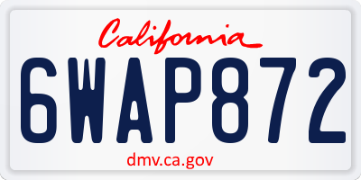 CA license plate 6WAP872