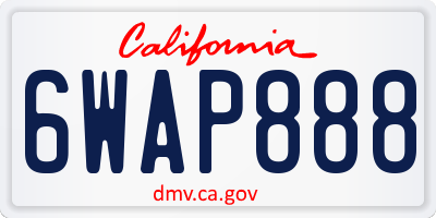 CA license plate 6WAP888