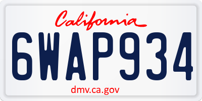 CA license plate 6WAP934